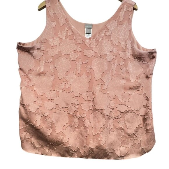 Chicos Womens Floral Embroidered Tank Top Size 4 (20/22) Pink Sleeveless Coasta - Picture 4 of 10